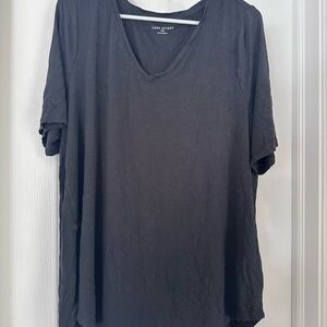 Lane Bryant Black Short Sleeve V-Neck Tee